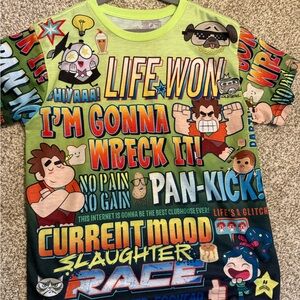 Disney Kids Wreck it Ralph Graphic Tee - Green Multicolor Size XL 14